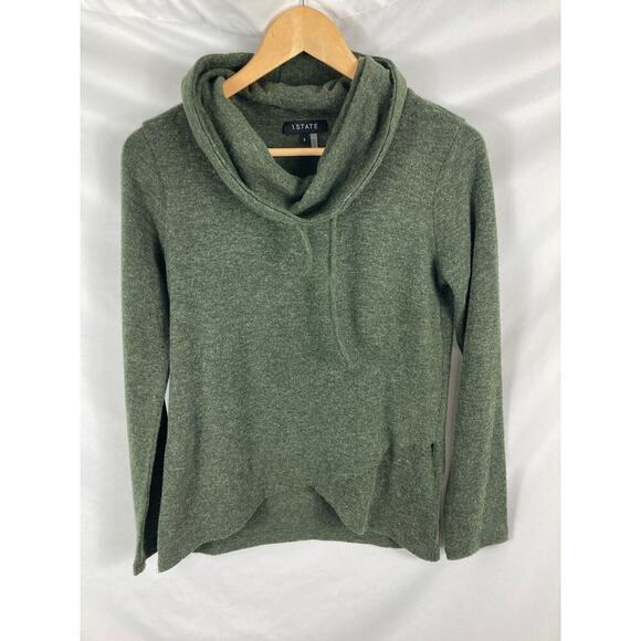 1 State Cowl Neck Layered Bottom Sweater Green Size Small - Picture 5 of 6